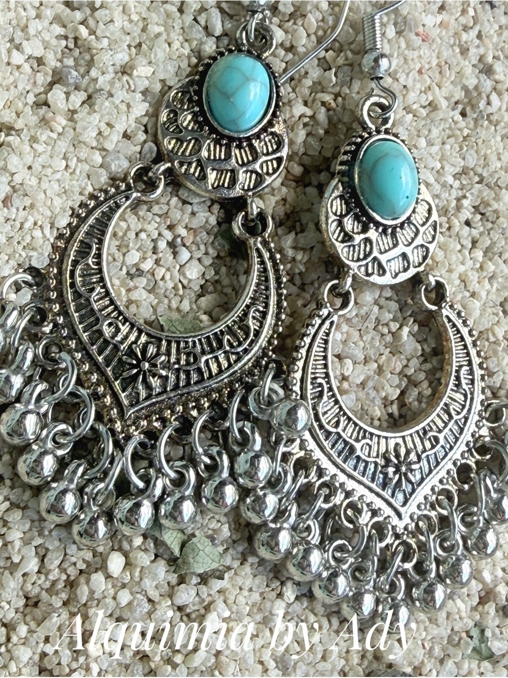 Alquimia Silver Filigree Earrings with Turquoise Stones